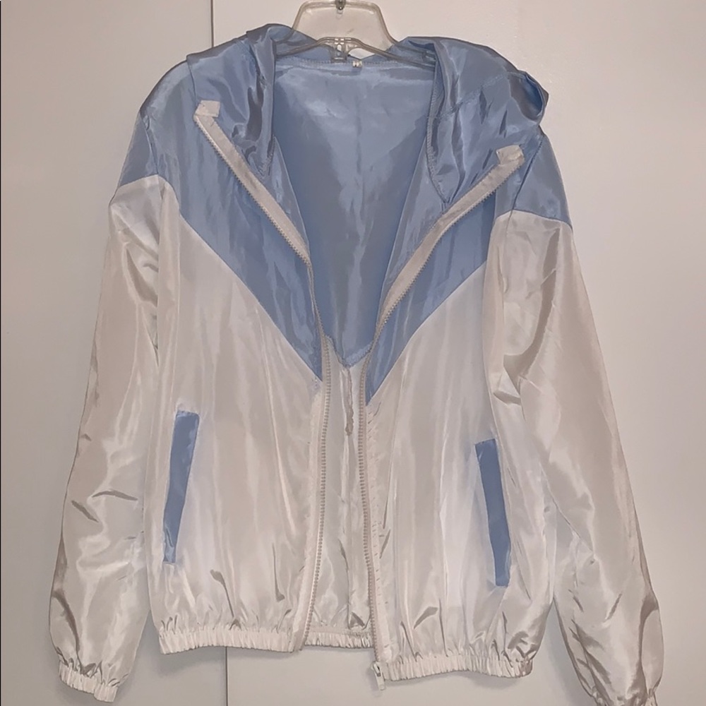 Light Blue & White Windbreaker